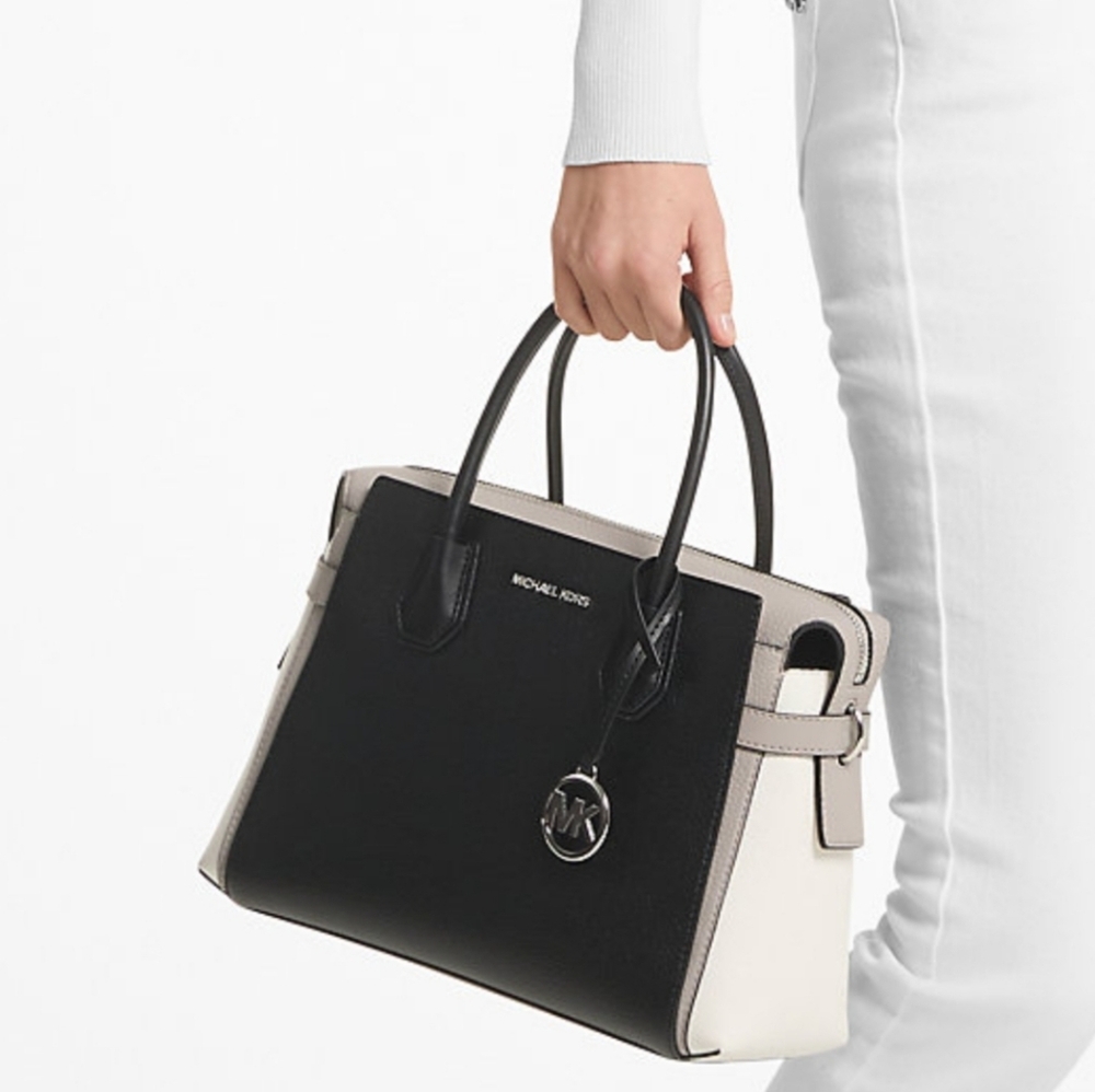 Michael Kors NWT Mercer Medium Color-Block Belted Satchel - Picture 3 of 4